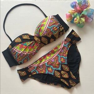 Trina Turk Vibrant Multicolor Bandeau Bikini Set